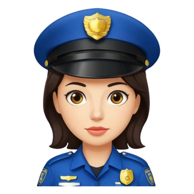 police woman with dark brown hair and bright skin sticker
