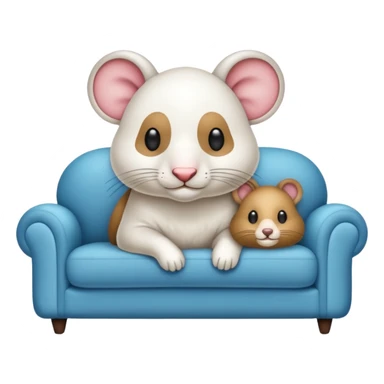 UM RATO BRANCO SENTADO EM UM SOFA, O RATO ESTA DE OCULOS ESCURO E BENGALA sticker