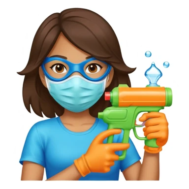 Girl with a mask and water gun sticker