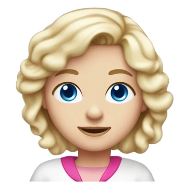 Tannish but white girl with blue eyes blonde longish hair in a pink Santa suit￼ sticker