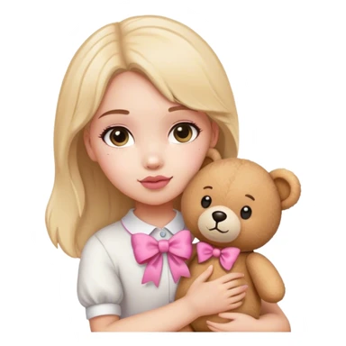 Girl teddy bear with pink bow light colored  sticker