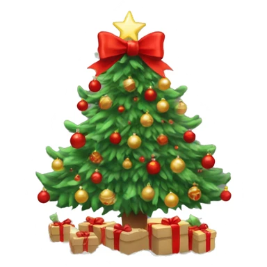 Aesthetic Christmas tree with a red bow￼  sticker