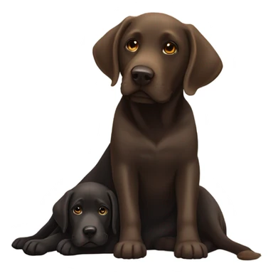  Black Labrador and brown Labrador lying on each other sticker