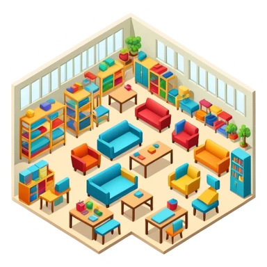 Isometric furniture factor sticker