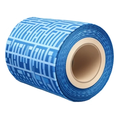 blue roll of fabric with digital pattern, smart fabric, high-tech textile sticker