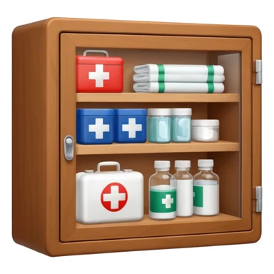 brown first aid cabinet front glass sticker