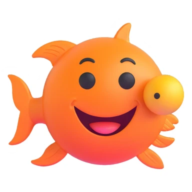 3D smiley emoji, round shape, lucky goldfish, lucky face sticker