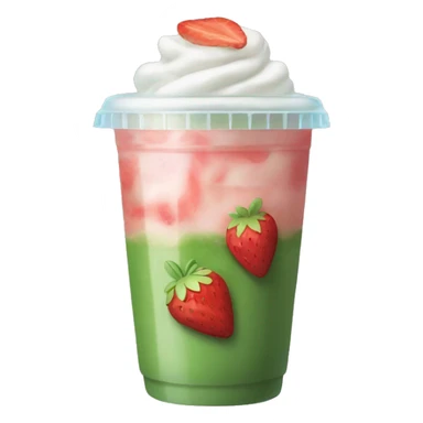 iced strawberry matcha latte in a plastic cup  sticker