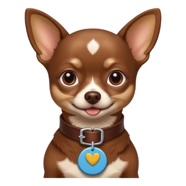 Chihuahua color chocolate, con un collar con su nombre "Charly" sticker