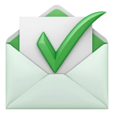a letter with green checkbox inside the white envelop sticker
