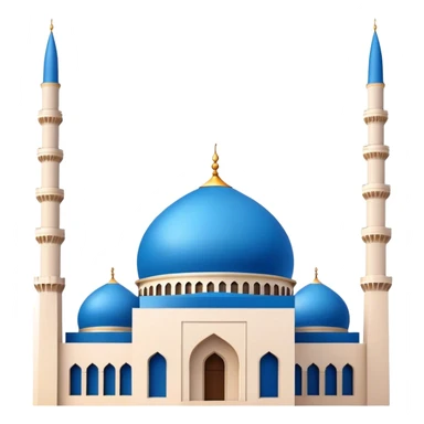 Realistic Mohammad Al-Amin Mosque Landmark Emoji, highlighting its striking blue dome, tall minarets, and elegant Arabic calligraphy. sticker