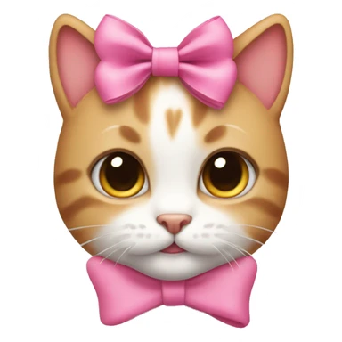 Cute cat wearing a pink bow sticker