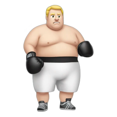 fat white man who boxing with gloves sticker