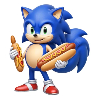 Sonic the Hedgehog eating a Hot dog  sticker