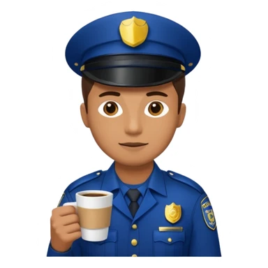 police man holding coffe sticker