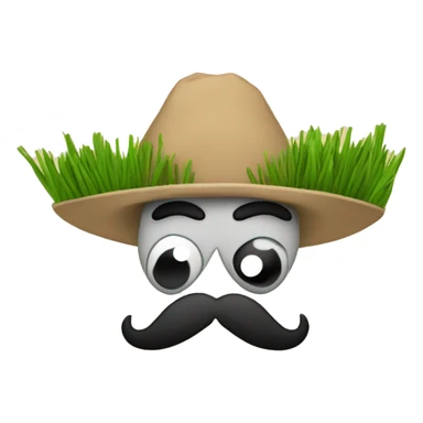 tortilla with eyes like a straight line that is horizontal and a mustache that looks like black blades of grass, but it only is one blade of grass sticker