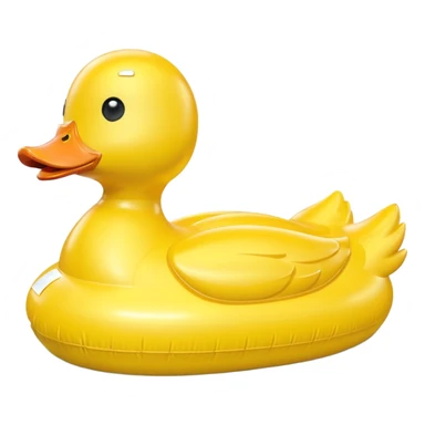 duck-shaped inflatable pool float floating on water, bright yellow rubber duck design, glossy plastic texture, gentle water ripples, summer pool vibe, 3D cartoon style, mobile game icon style, clean composition, no people, no text, no watermark

 sticker