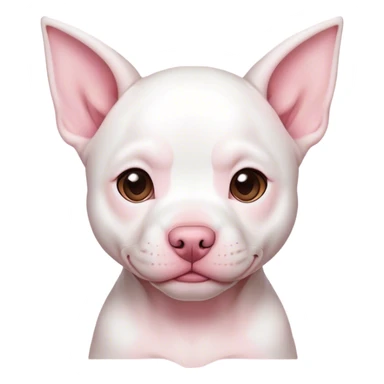 White pitbull puppy with big pointed ears and brown spot on eye sticker