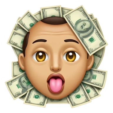 Sticking tongue out with money tongue and eyes sticker