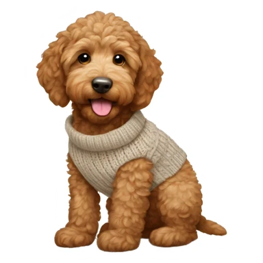 Little brown golden doodle puppy wearing a sweater sticker