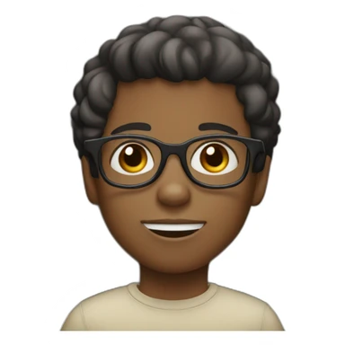 little black boy with little short hair upwards with black glasses sticker