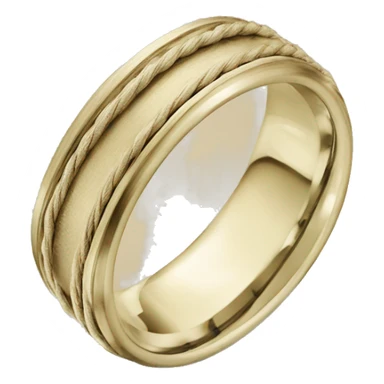 A classic brushed gold wedding band with a matte finish, featuring rope-like detailing around both edges for a subtle, textured design. sticker