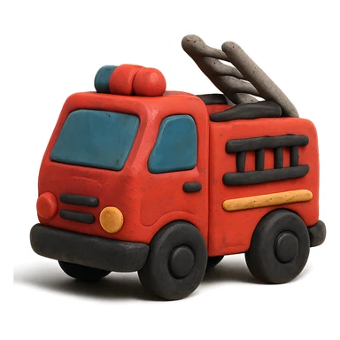 red and black fire truck in claymation style sticker