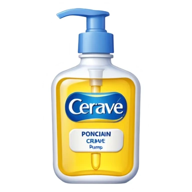 White CeraVe pump bottle with blue label and bright yellow  glow badge. Floating in golden morning light, encircled by radiant sunbeams and shimmering protective particles. Shield Glossy, potion-like, symbolizing daily moisture and powerful sun defense. sticker
