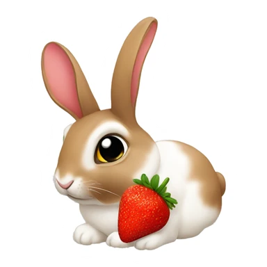 A rabbit eating strawberry sticker