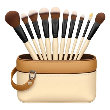 Cream make up brushes in case sticker
