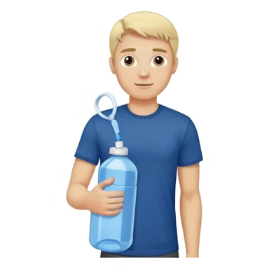 Blonde man with dark blue t shirt delivering gallon water bottle  sticker