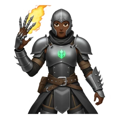 IRON FANG Look: Heavier dark armor with matte steel plates and claw marks Weapon: Retractable glowing energy claws from gauntlets Extras: Smoke bombs clipped to belt Vibe: Silent, intimidating, fiercely loyal Stance: Emerging from smoke, claws extended sticker