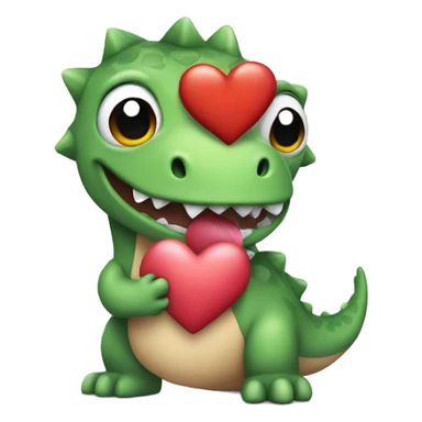 Cute dino holding a heart sticker