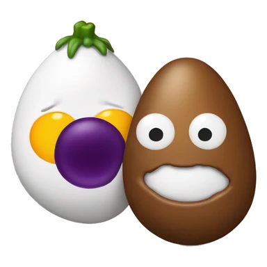 Poop and egg plant  sticker
