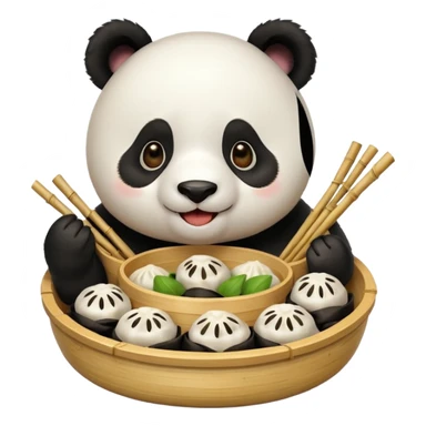 Panda eating momos sticker