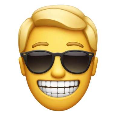 2D emoji with sunglasses and teeth sticker