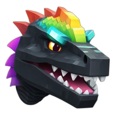 Minecraft Rainbow Black Godzilla Head With Diamond Horn sticker