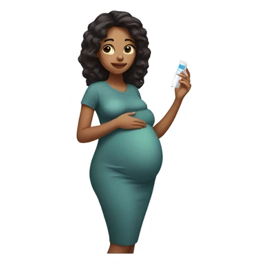 pregnant girl with dark hair holding pregnancy test in hand sticker