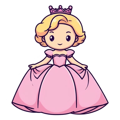 blonde princess holding her puffy pink ballgown dress sticker
