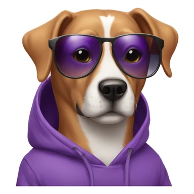 dog with purple hoodie and sunglasses  sticker