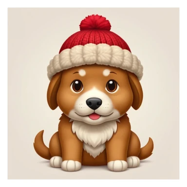 Perro tejonero marrón con gorro de lana rojo sticker