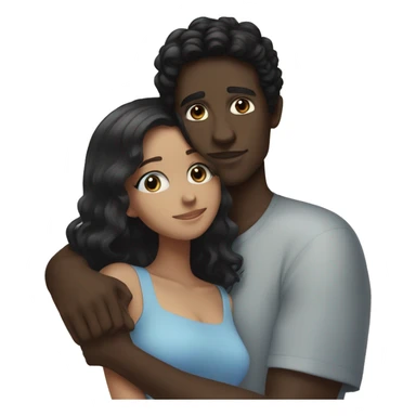 Intimate moment between lovers she has wavy black Hair with dark skin and he has dark brown hair and has blue eyes  sticker