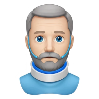 Older man with a full beard, a medical neck brace, and blue eyes. sticker