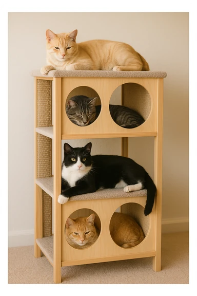 cats relaxing in a vertical playhouse sticker