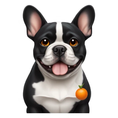 Black French bulldog with white chest and orange shiba inu  sticker