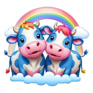 gay cows rainbow in love sticker