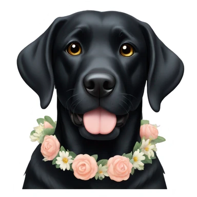 black lab with white chest with flower crown  sticker