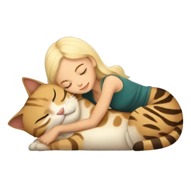 LIGHT skin blonde girl sleeping with bengal cat sticker