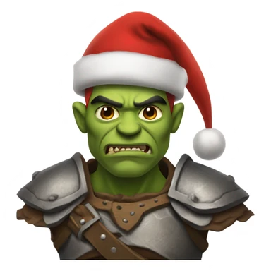 orc male warrior with santa hat sticker