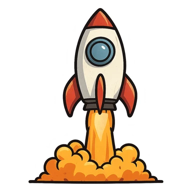 rocket ship blasting off sticker